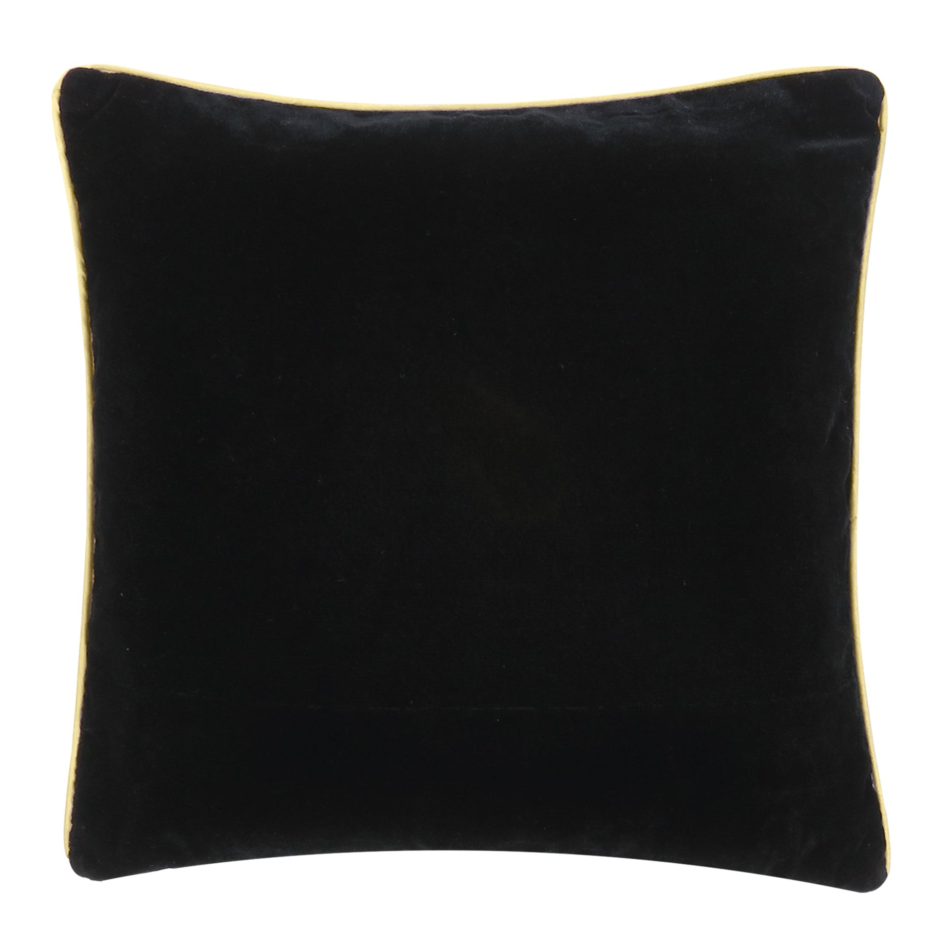Black Velvet Cushion Cover with Gold Piping Edge in Set of 2