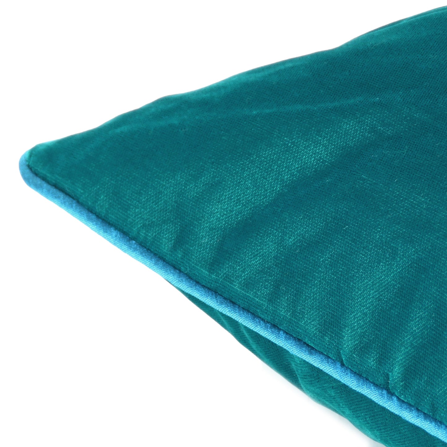 Teal Velvet Cushion Cover with Royal Blue Piping Edge in Set of 2