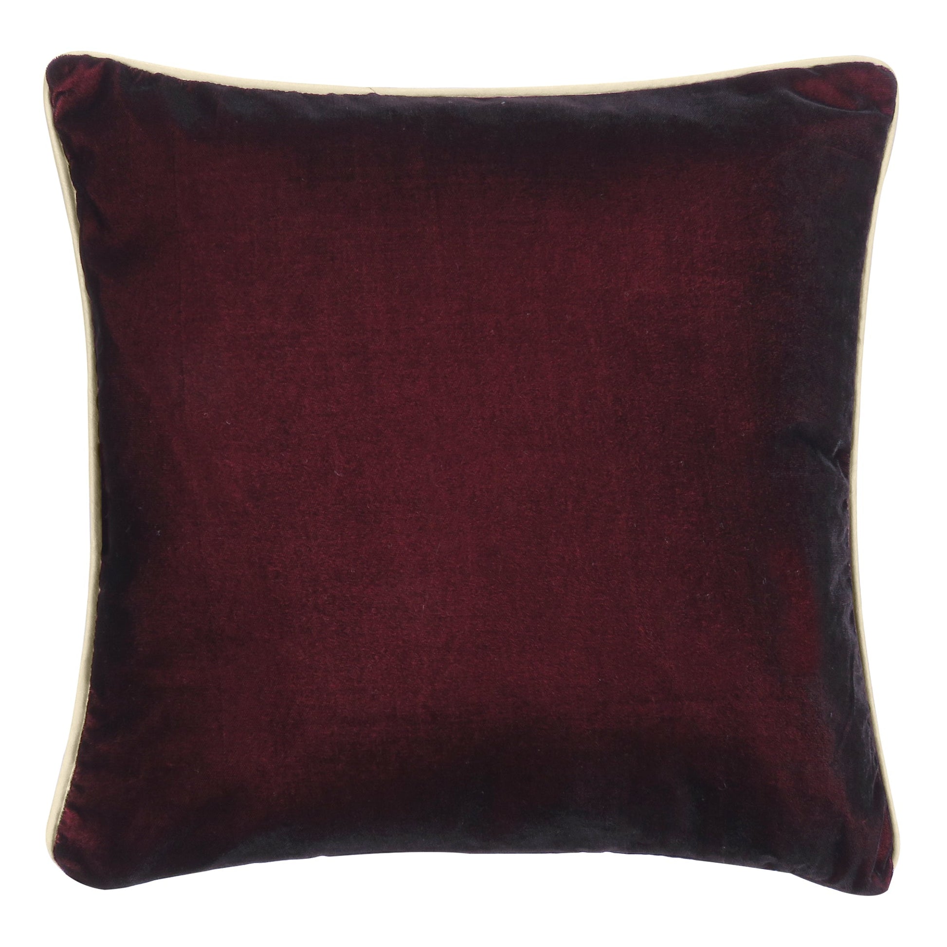 Jester Red Velvet Cushion Cover with Off White Piping Edge in Set of 2