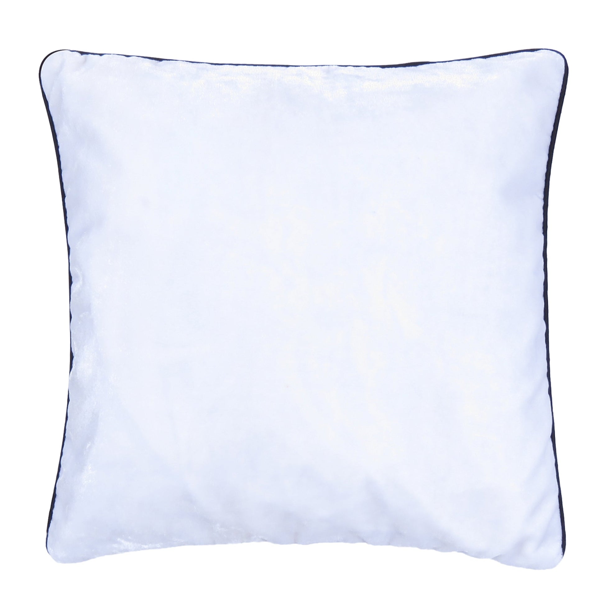 White Velvet Cushion Cover with Black Piping Edge in Set of 2