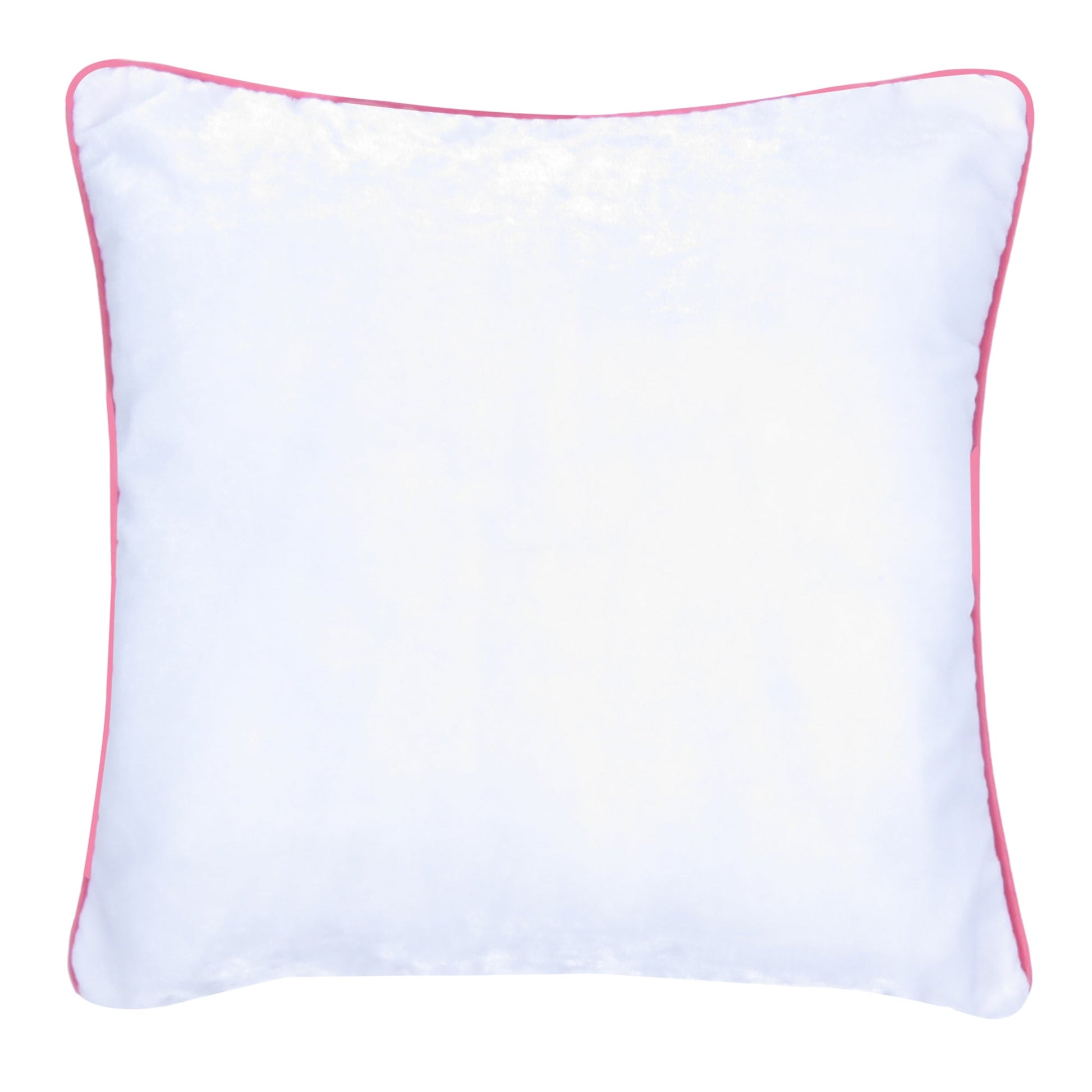 White Velvet Cushion Cover with Light Pink Piping Edge in Set of 2