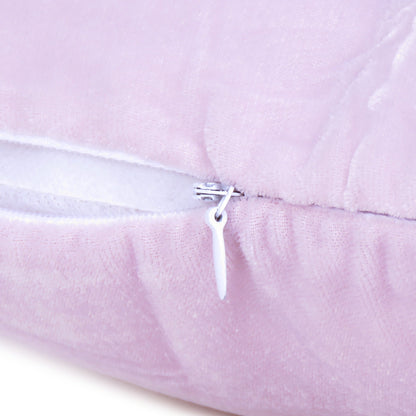 Solid Velvet Cushion Cover with Light Pink Piping Edge in Set of 2 - Orchid Bloom