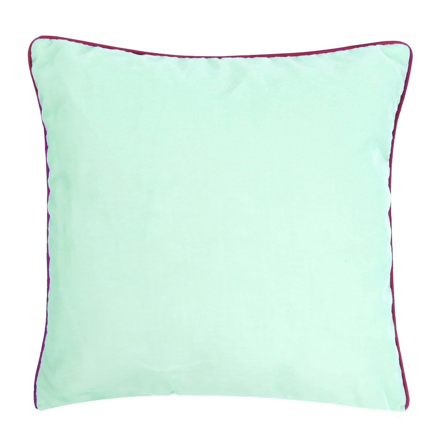 Ice Green Velvet Cushion Cover with Red Piping Edge in Set of 2