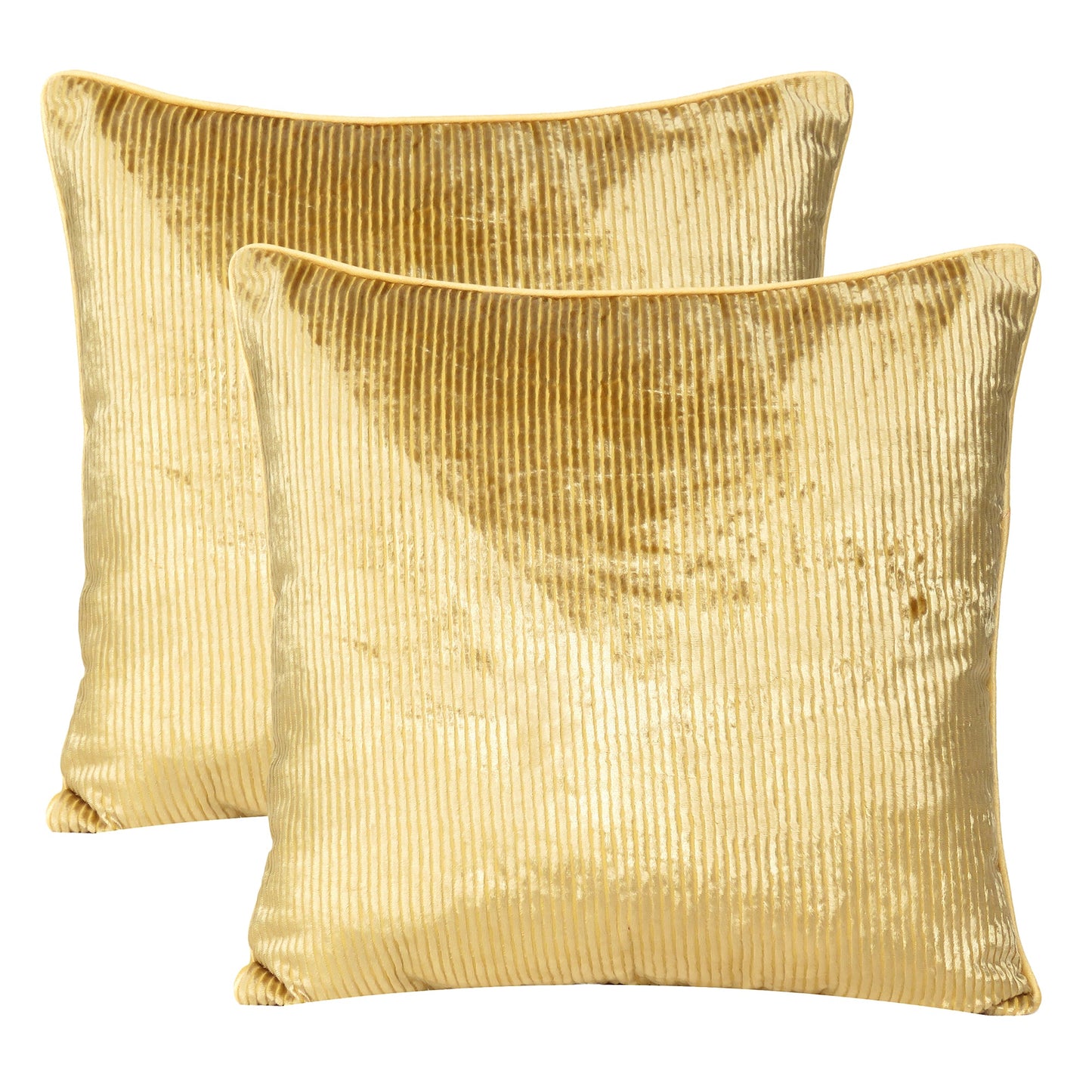 Solid Corduroy Cushion Cover in Set of 2 - Golden