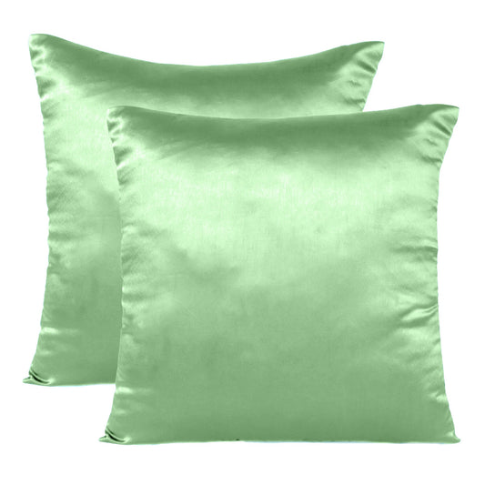 Ambrosia Green Satin Silky Cushion Covers in Set of 2