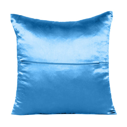 Luxury Soft Plain Satin Silk Cushion Cover in Set of 2 - Blue Aster