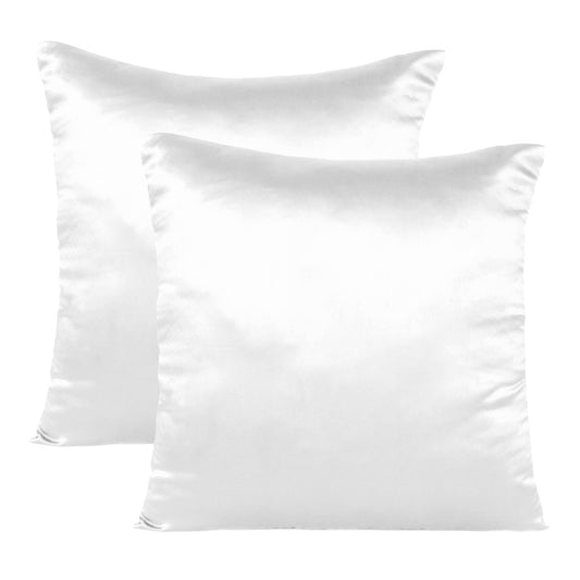 Blanc De Blanc Satin Silky Cushion Covers in Set of 2