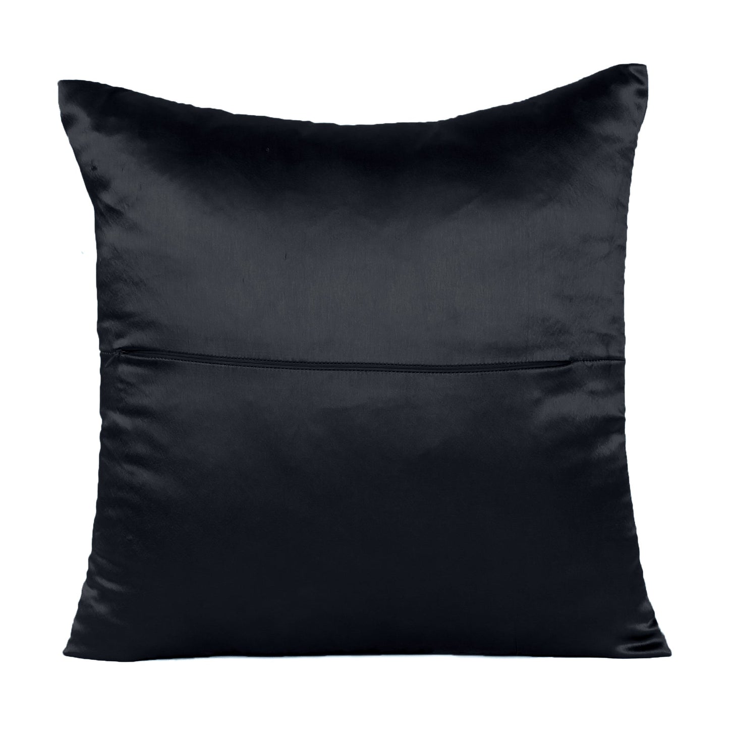 Luxury Soft Plain Satin Silk Cushion Cover in Set of 2 - Black