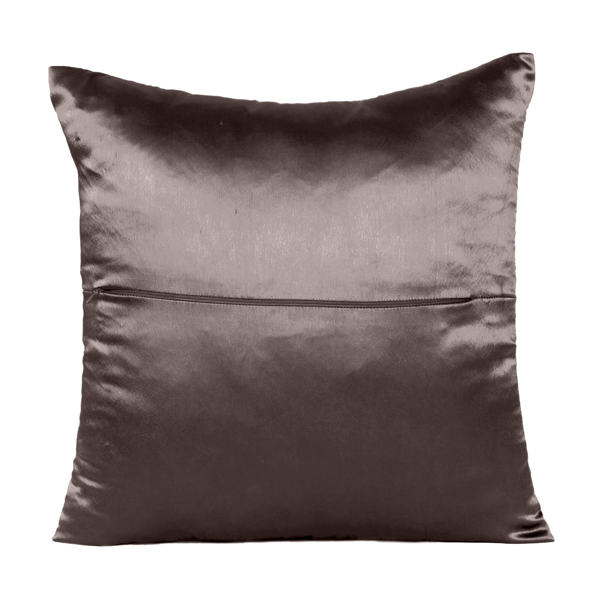 Luxury Soft Plain Satin Silk Cushion Cover in Set of 2 - Brunette Brown
