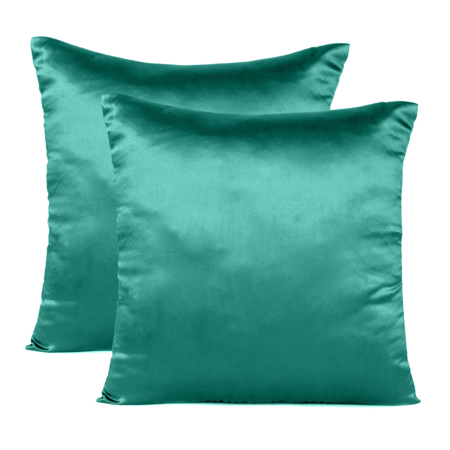 Bayberry Green Satin Silky Cushion Covers in Set of 2