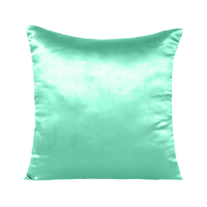 Bay green Satin Silky Cushion Covers in Set of 2