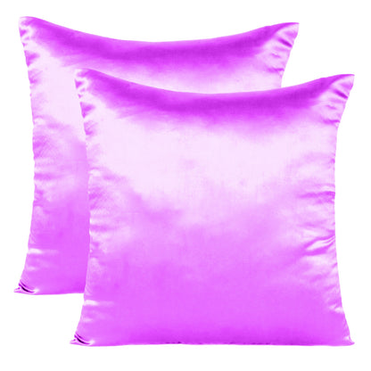 Cyclamen Satin Silky Cushion Covers in Set of 2