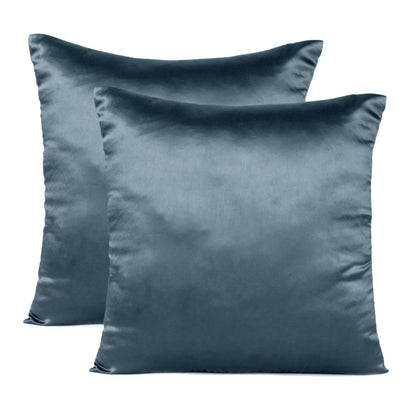Castlerock gray Satin Silky Cushion Covers in Set of 2