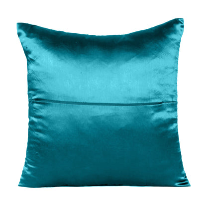 Luxury Soft Plain Satin Silk Cushion Cover in Set of 2 - Corsair Blue