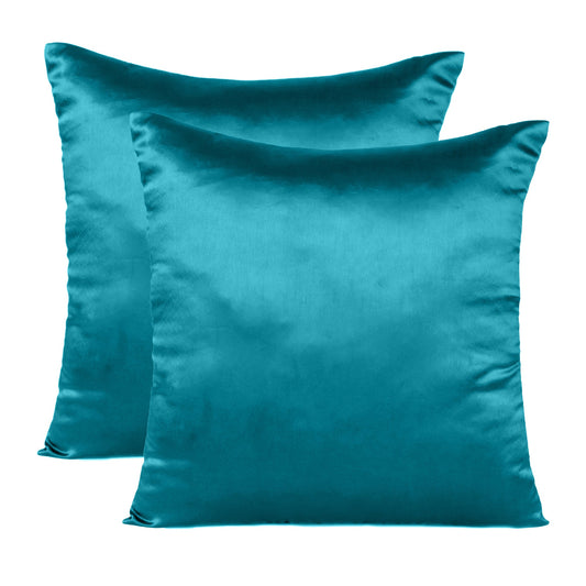 Corsair Blue Satin Silky Cushion Covers in Set of 2