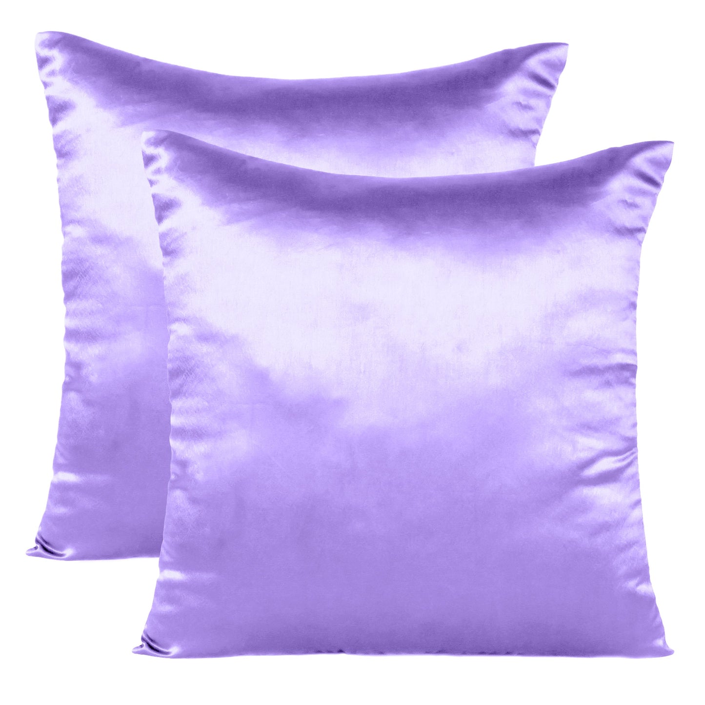 Dahlia Purple Satin Silky Cushion Covers in Set of 2