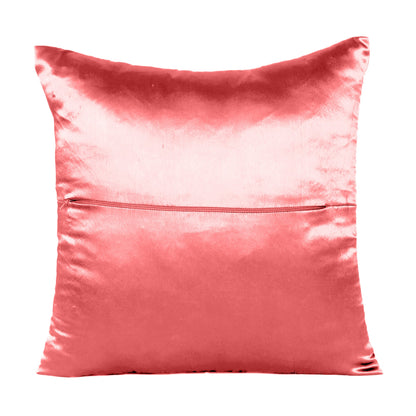 Luxury Soft Plain Satin Silk Cushion Cover in Set of 2 - Deep Sea Coral
