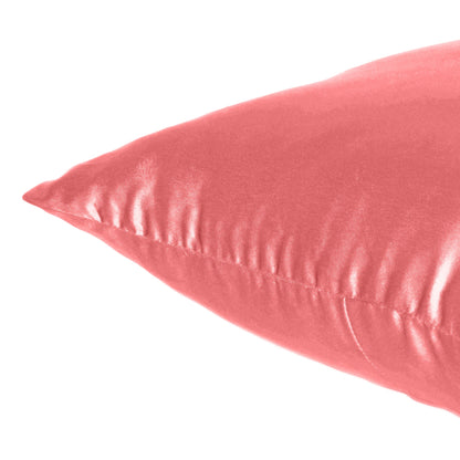 Deep Sea Coral Satin Silky Cushion Covers in Set of 2