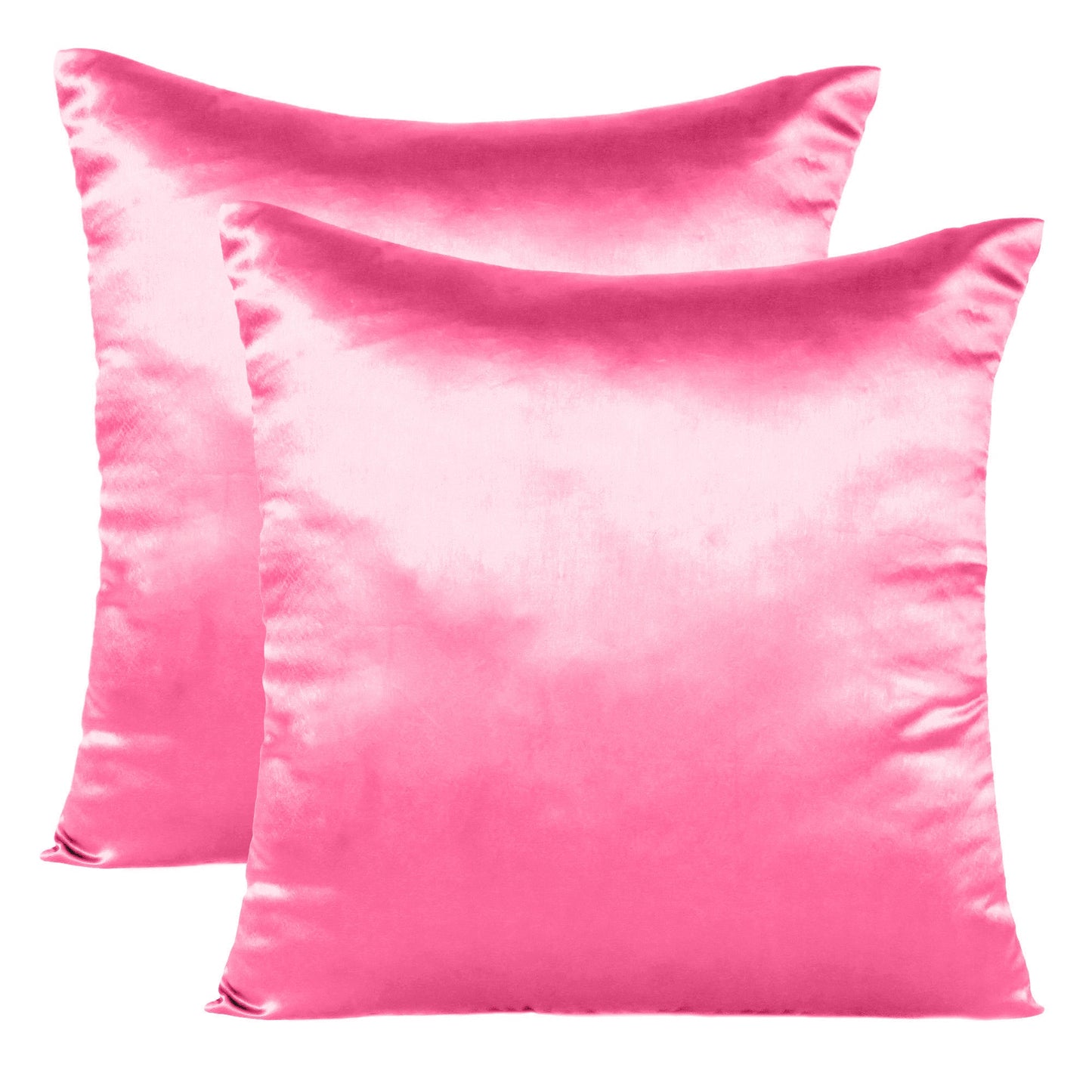 Fandango Pink Satin Silky Cushion Covers in Set of 2