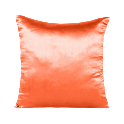 Golden Poppy Orange Satin Silky Cushion Covers in Set of 2