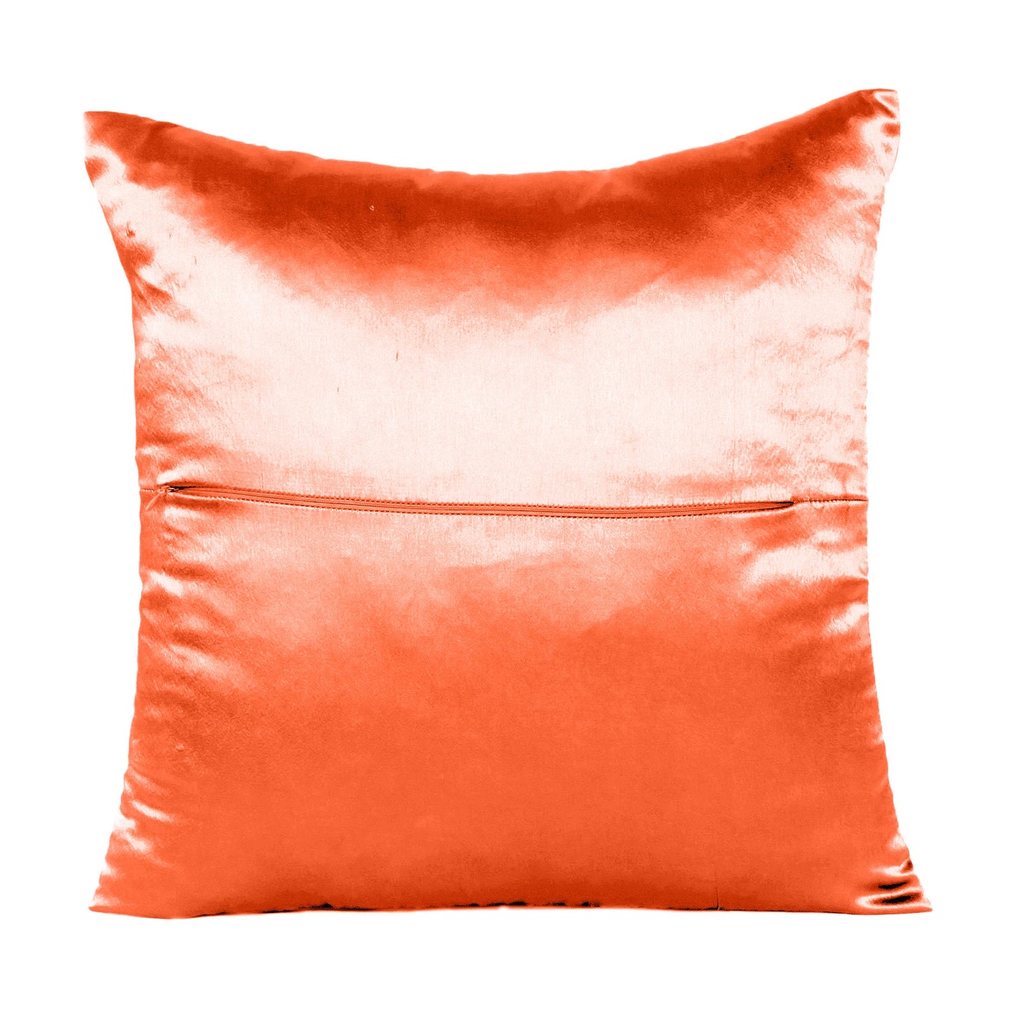 Luxury Soft Plain Satin Silk Cushion Cover in Set of 2 - Golden Poppy Orange