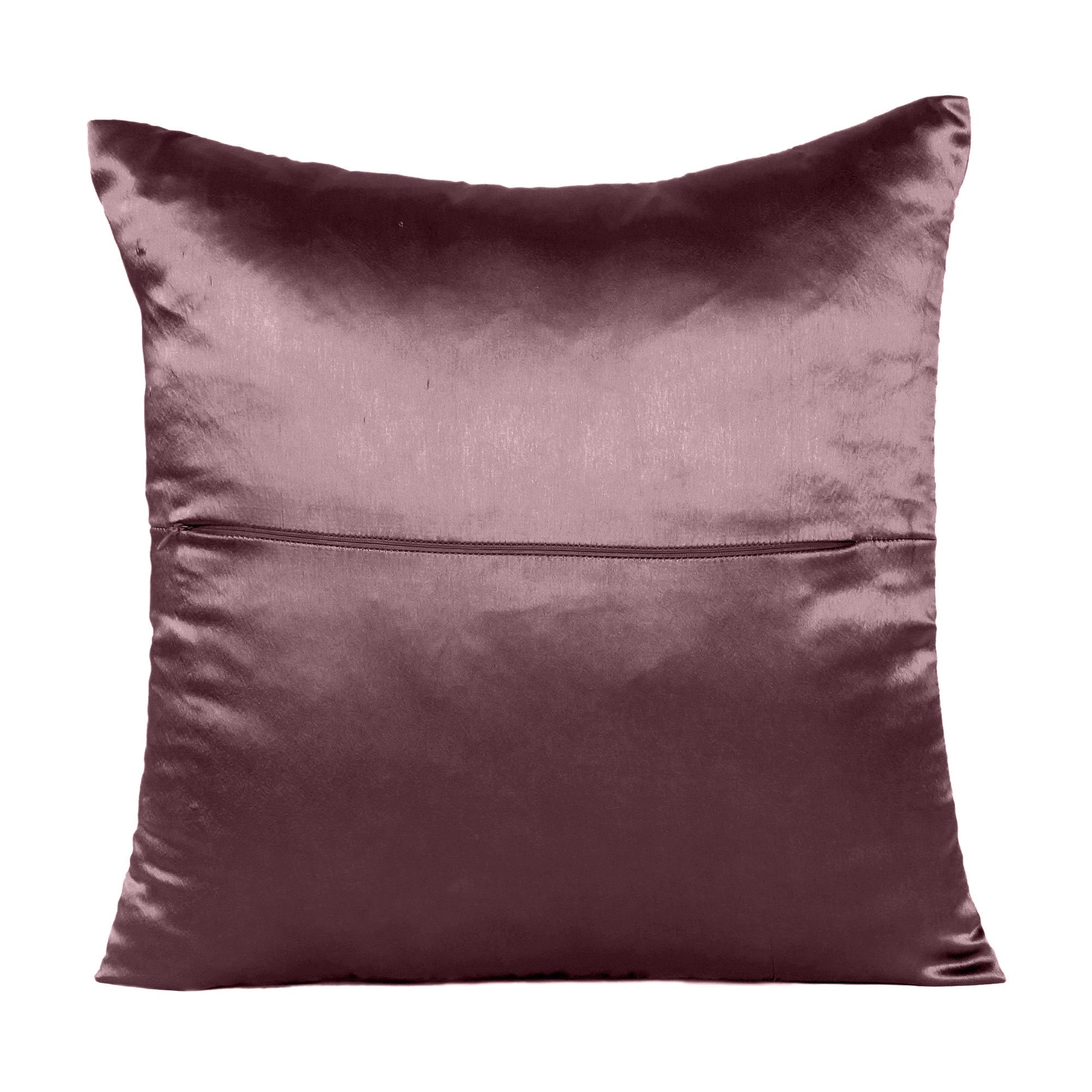 Luxury Soft Plain Satin Silk Cushion Cover in Set of 2 - Grape Wine