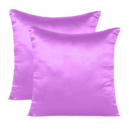 Hyacinth Violet Satin Silky Cushion Covers in Set of 2