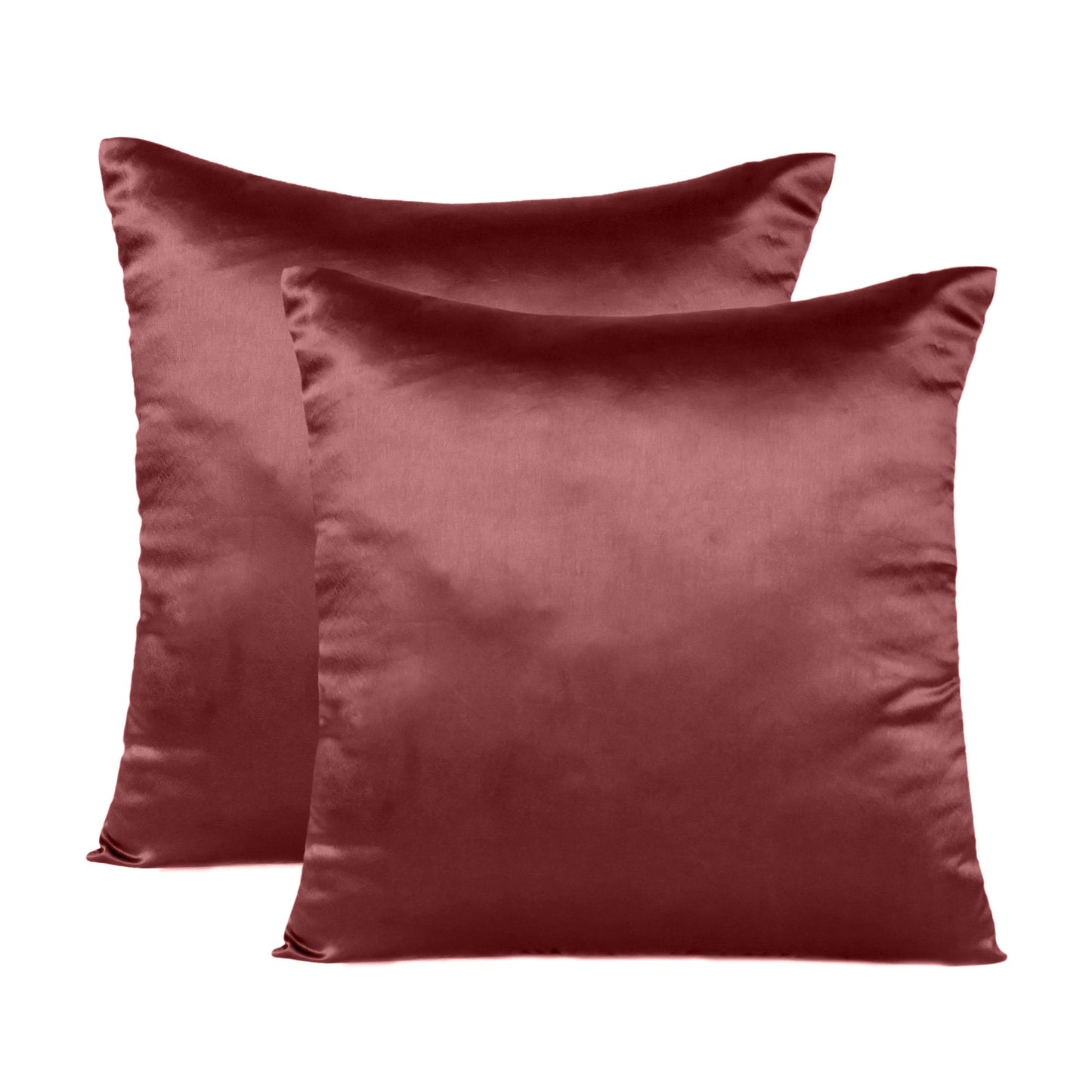 Jester Red Satin Silky Cushion Covers in Set of 2