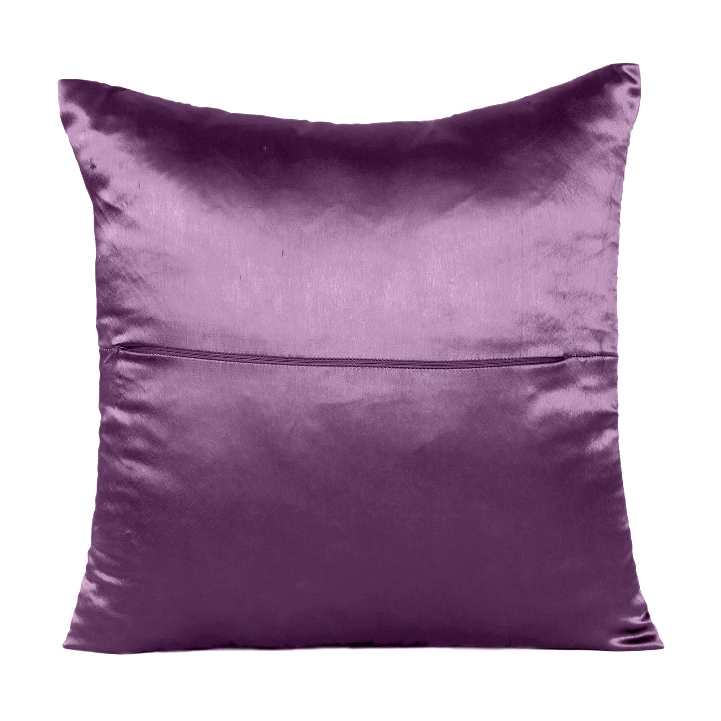 Luxury Soft Plain Satin Silk Cushion Cover in Set of 2 - Purple Passion