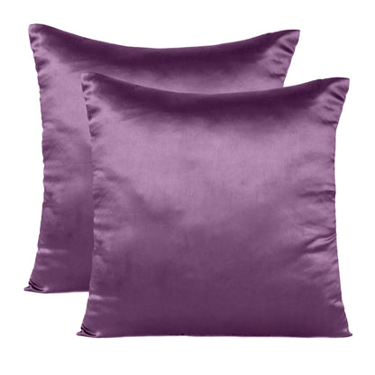 Purple Passion Satin Silky Cushion Covers in Set of 2