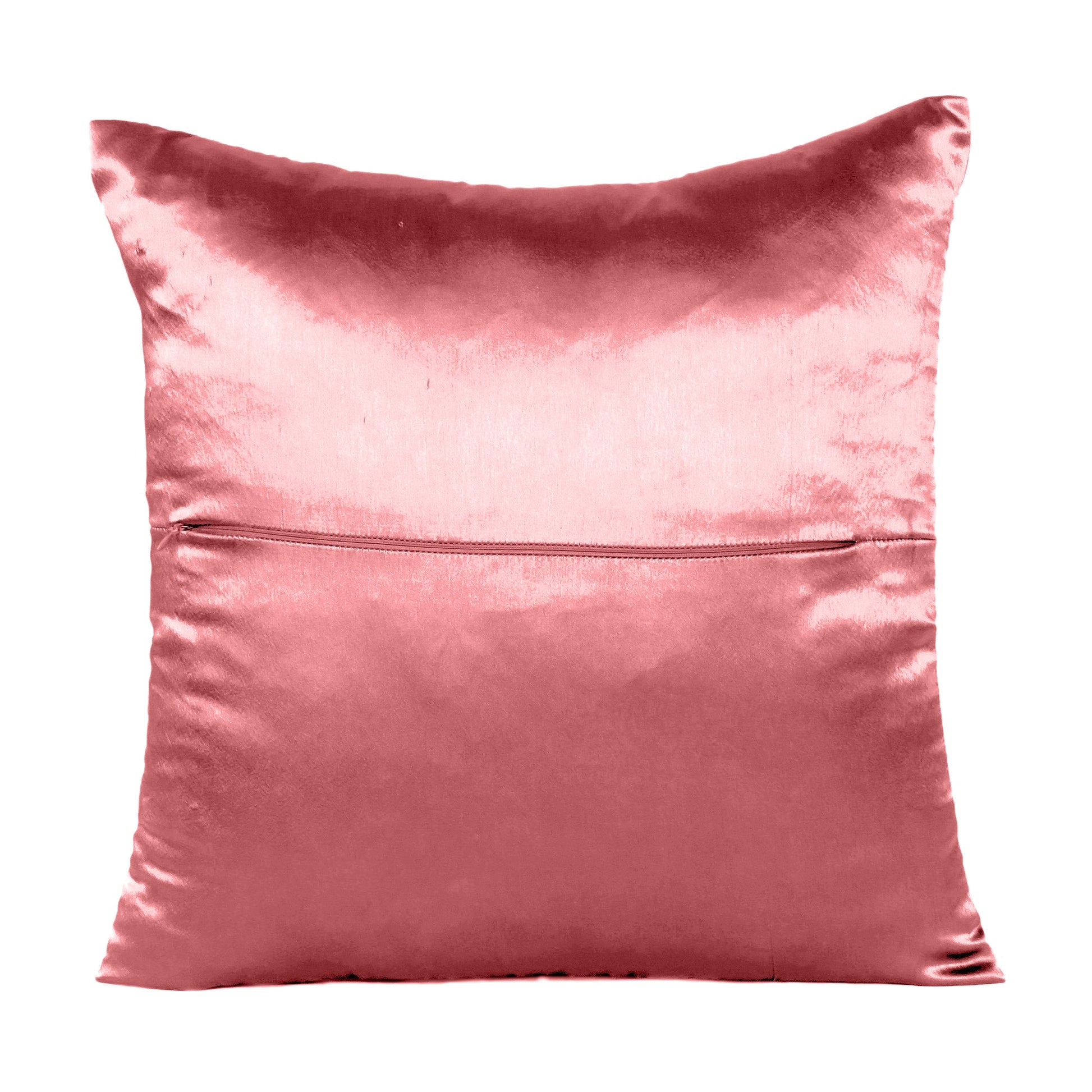 Luxury Soft Plain Satin Silk Cushion Cover in Set of 2 - Sugal Coral