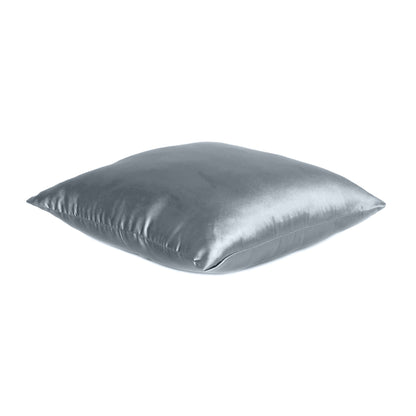 Steel Gray Satin Silky Cushion Covers in Set of 2
