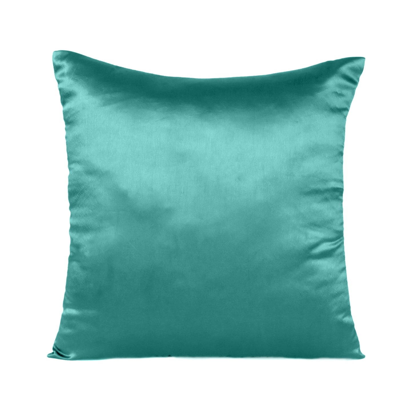 Teal Satin Silky Cushion Covers in Set of 2