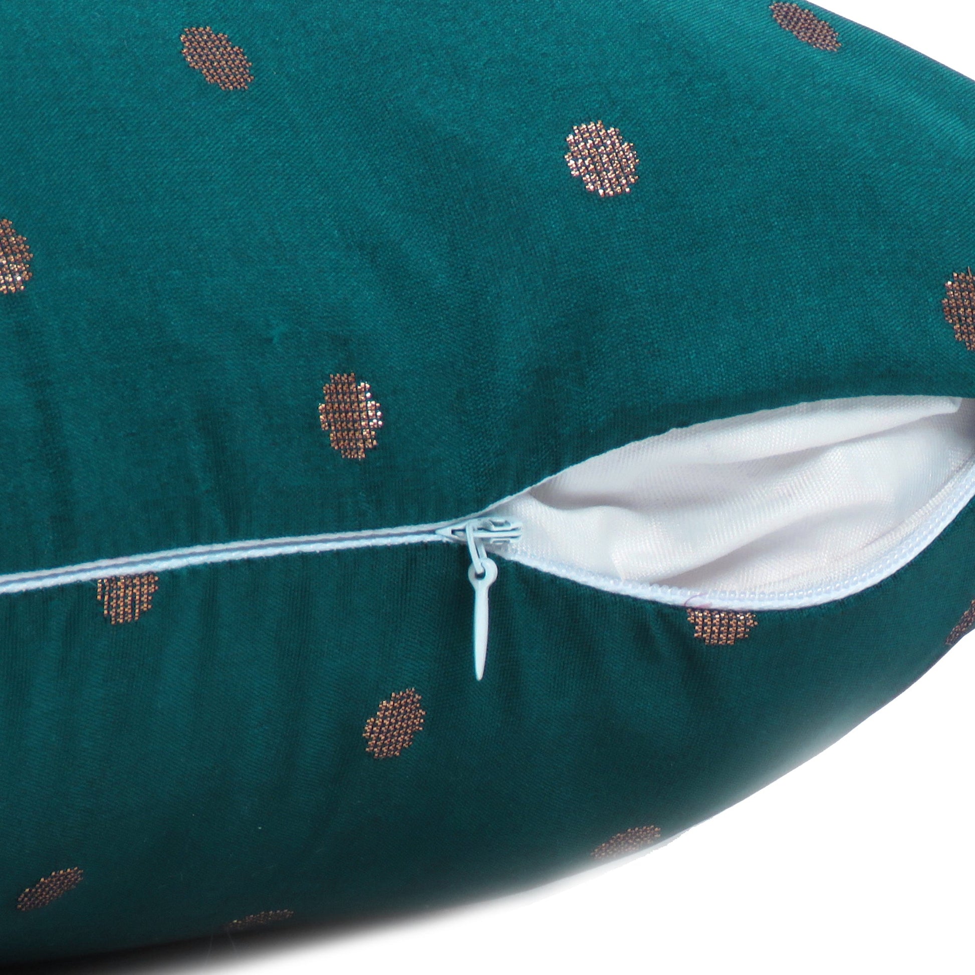 Art Silk Polka Dot Cushion Cover in Set of 2 - Blue Coral