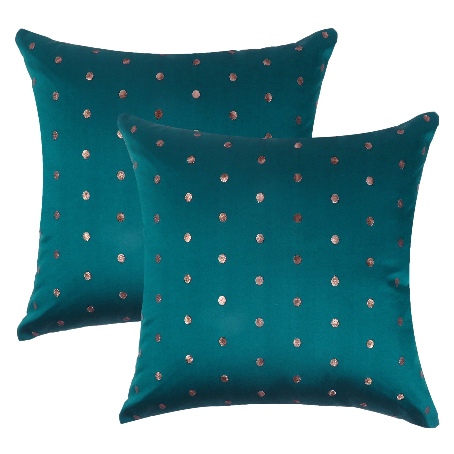 Blue Coral Art Silk Cushion Covers in Set of 2