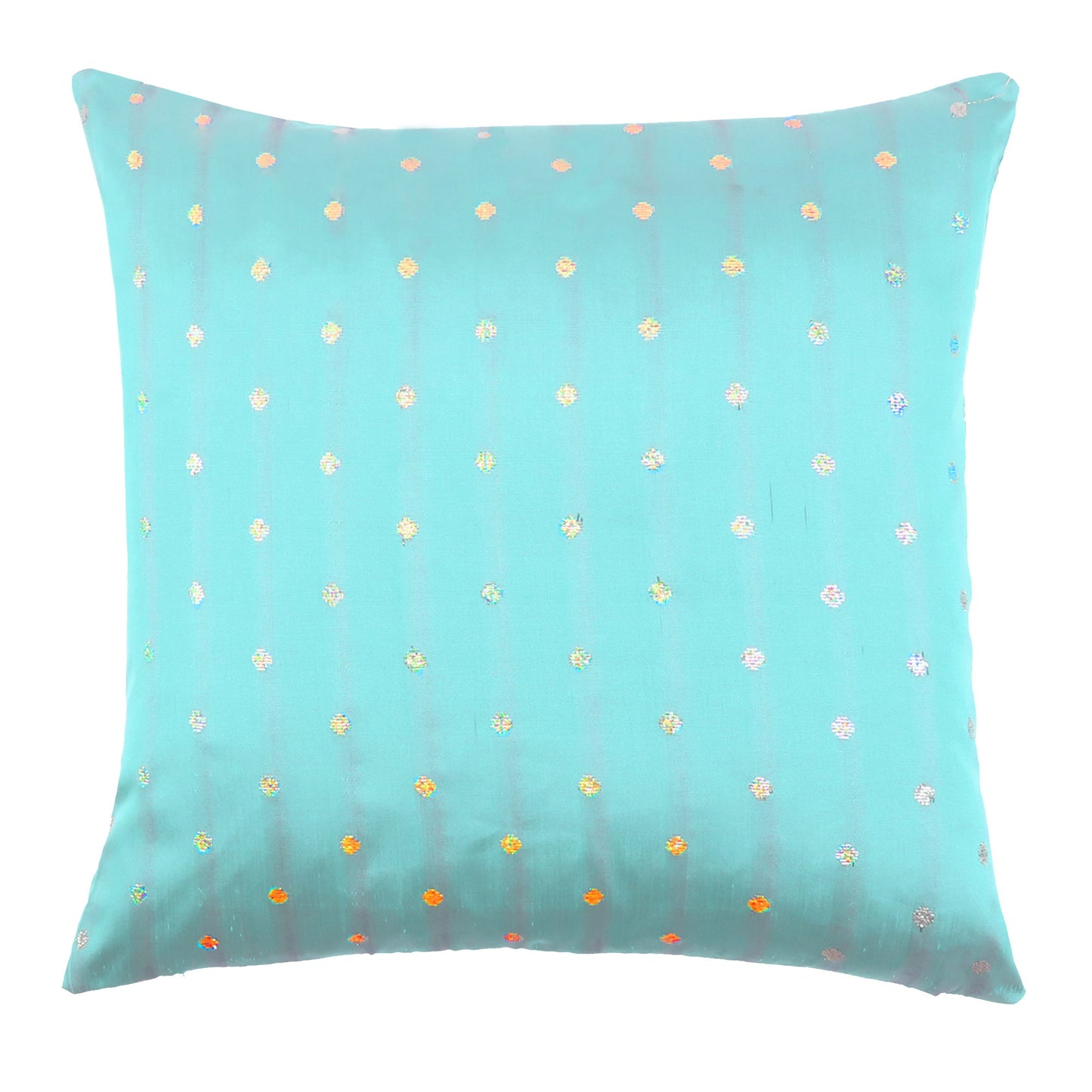 Art Silk Blue Polka Dot Cushion Cover in Set of 2