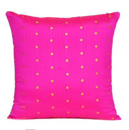 Art Silk Fuchsia Pink Cushion Cover in Set of 2
