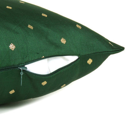 Art Silk Polka Dot Cushion Cover in Set of 2 - Green
