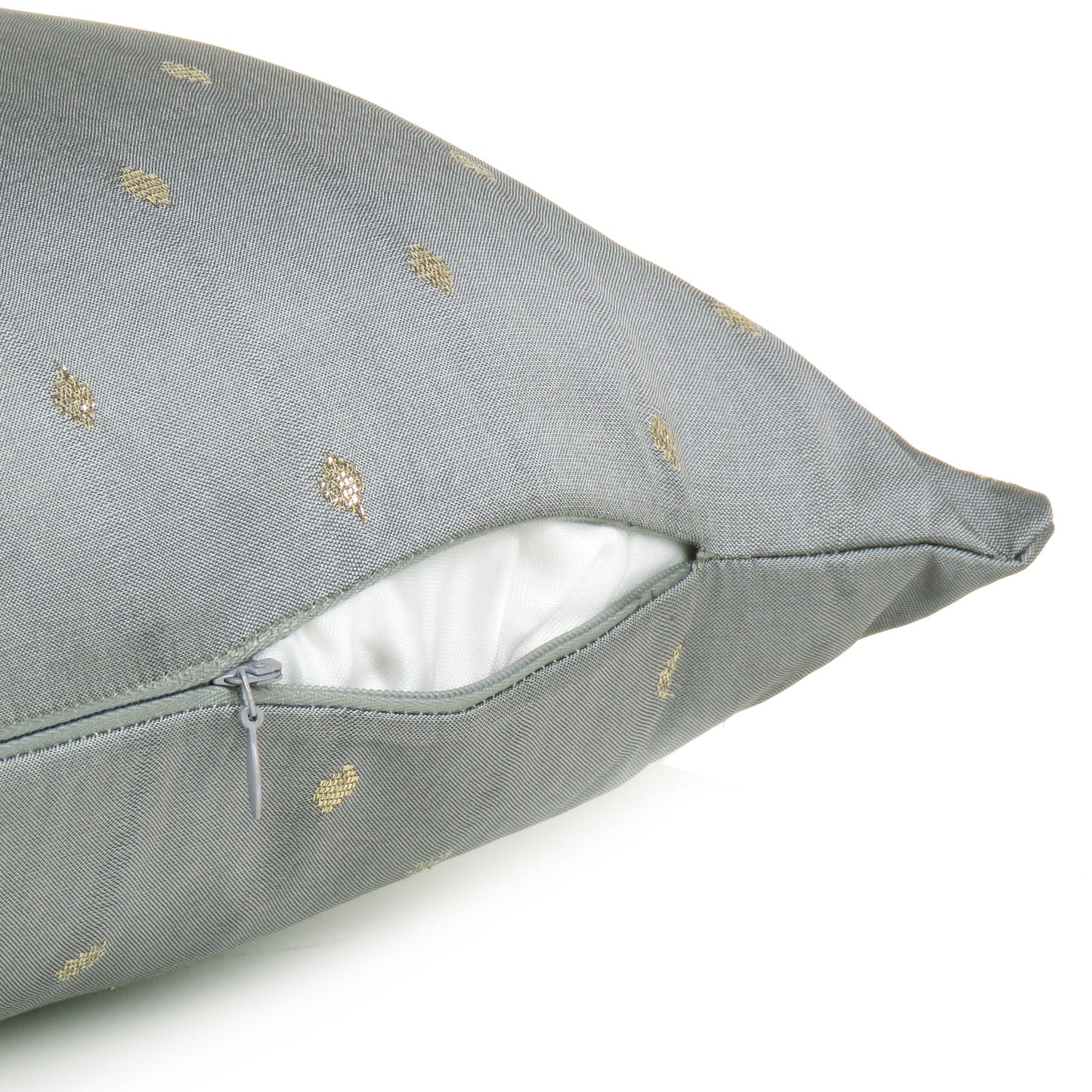 Art Silk Polka Dot Cushion Cover in Set of 2 - Gray