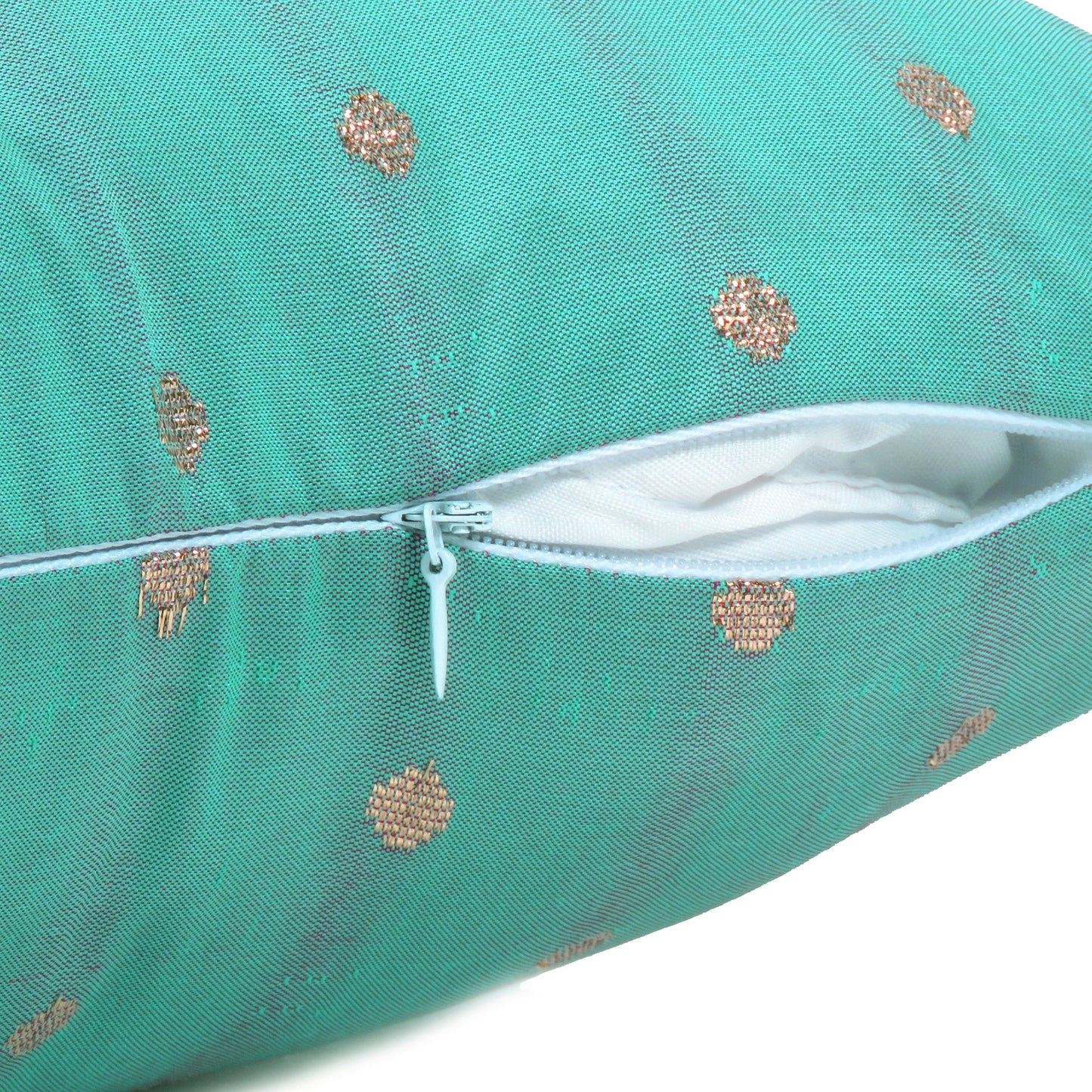 Art Silk Polka Dot Cushion Cover in Set of 2 - Lagoon