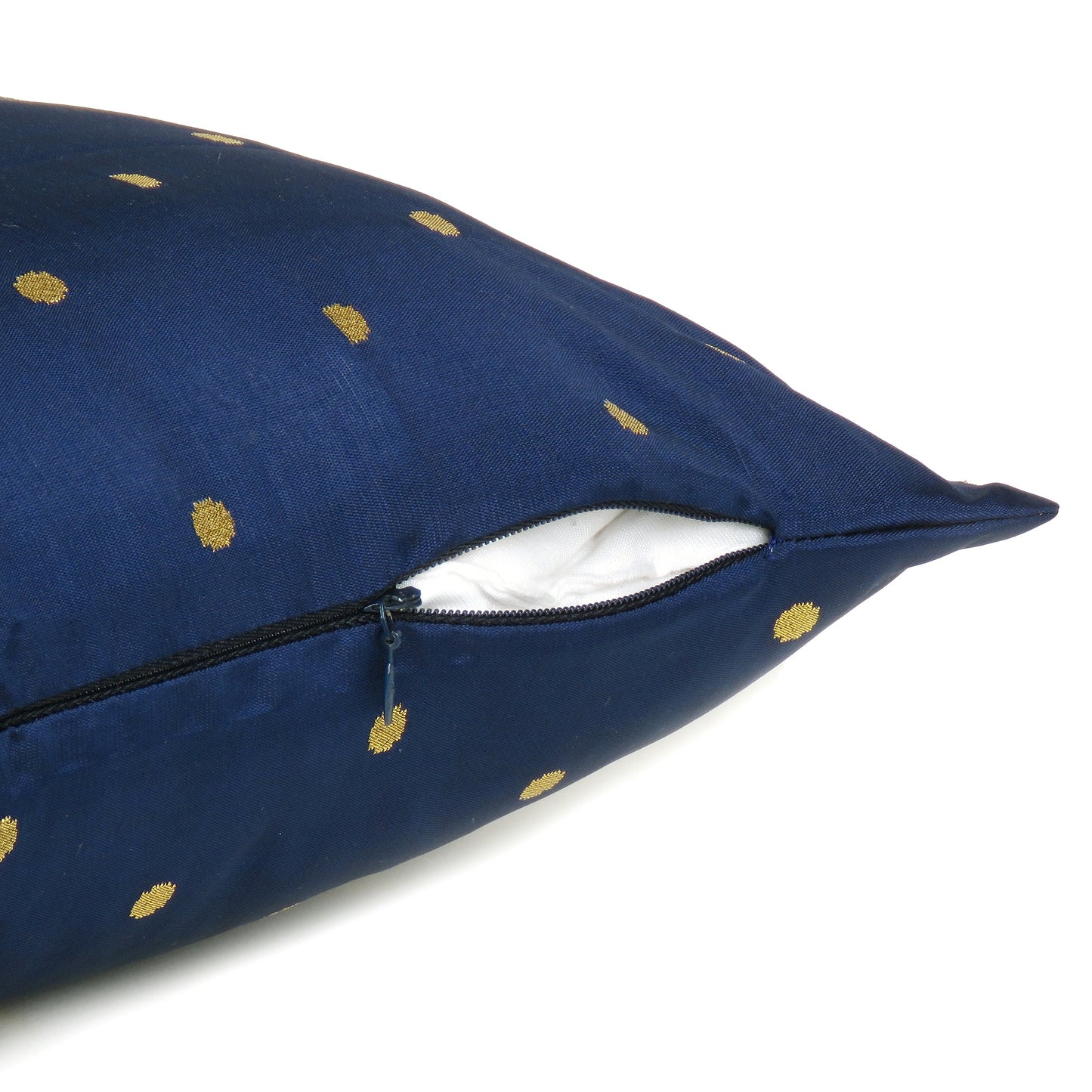 Art Silk Polka Dot Cushion Cover in Set of 2 - Navy Blue