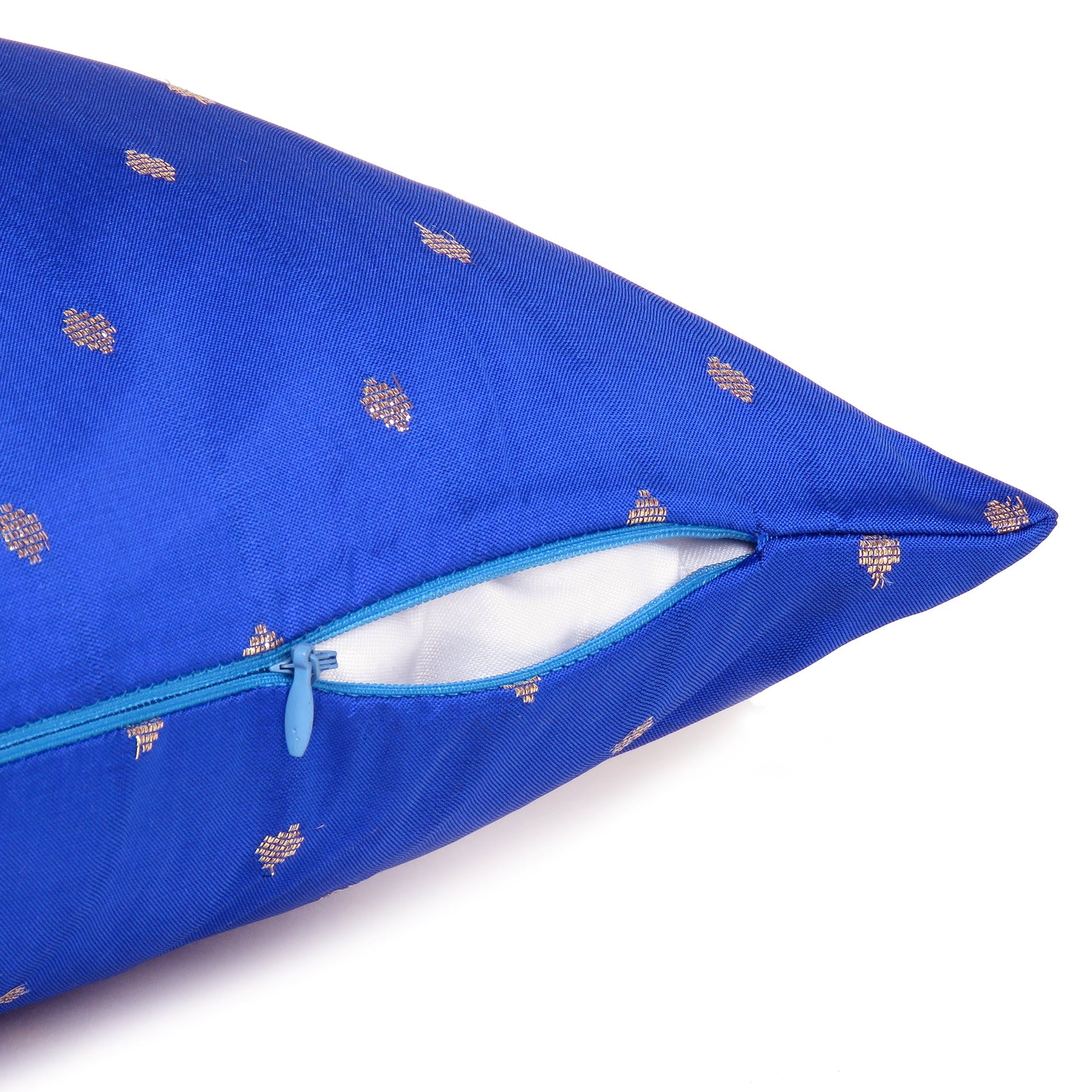 Art Silk Polka Dot Cushion Cover in Set of 2 - Royal Blue