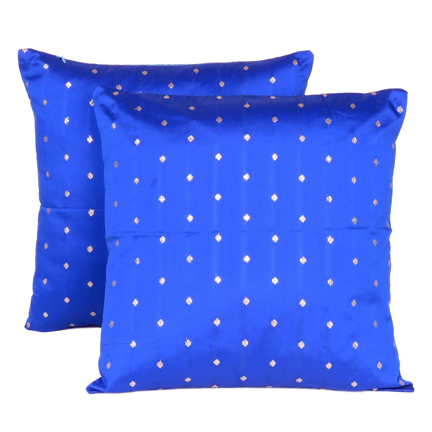 Art Silk Royal Blue Cushion Cover in Set of 2