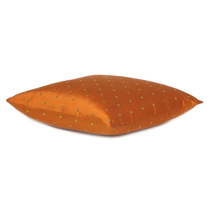 Art Silk Rust Orange Cushion Cover in Set of 2