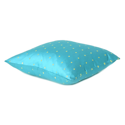 Art Silk Polka Dot Cushion Cover in Set of 2 - Turquoise