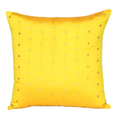Art Silk Yellow Cushion Cover in Set of 2