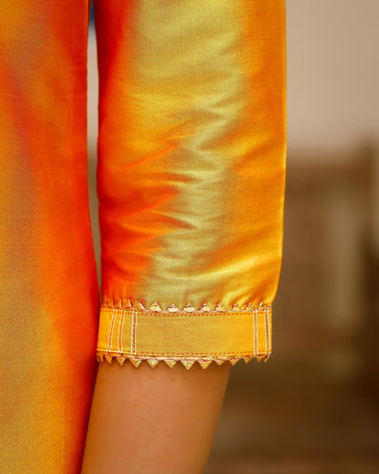 Women's Art Silk Straight Plain Kurta Set - Yellow
