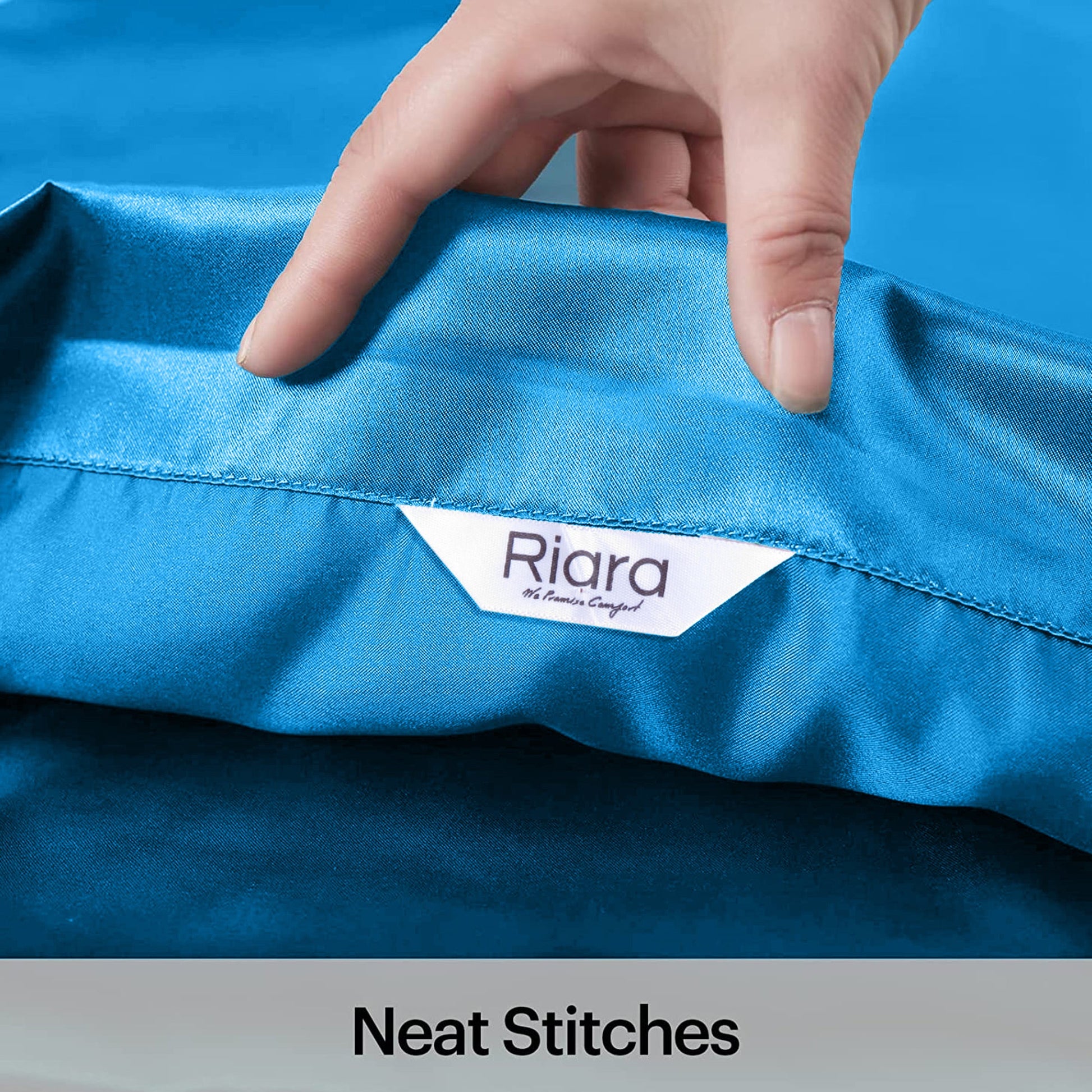 Luxury Soft Plain Satin Silk Pillowcases in Set of 2 - Blue Aster
