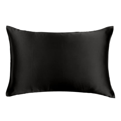 Luxury Soft Plain Satin Silk Pillowcases in Set of 2 - Black