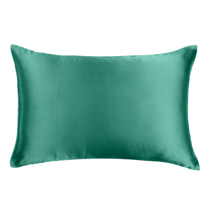 Luxury Soft Plain Satin Silk Pillowcases in Set of 2 - Bayberry Green